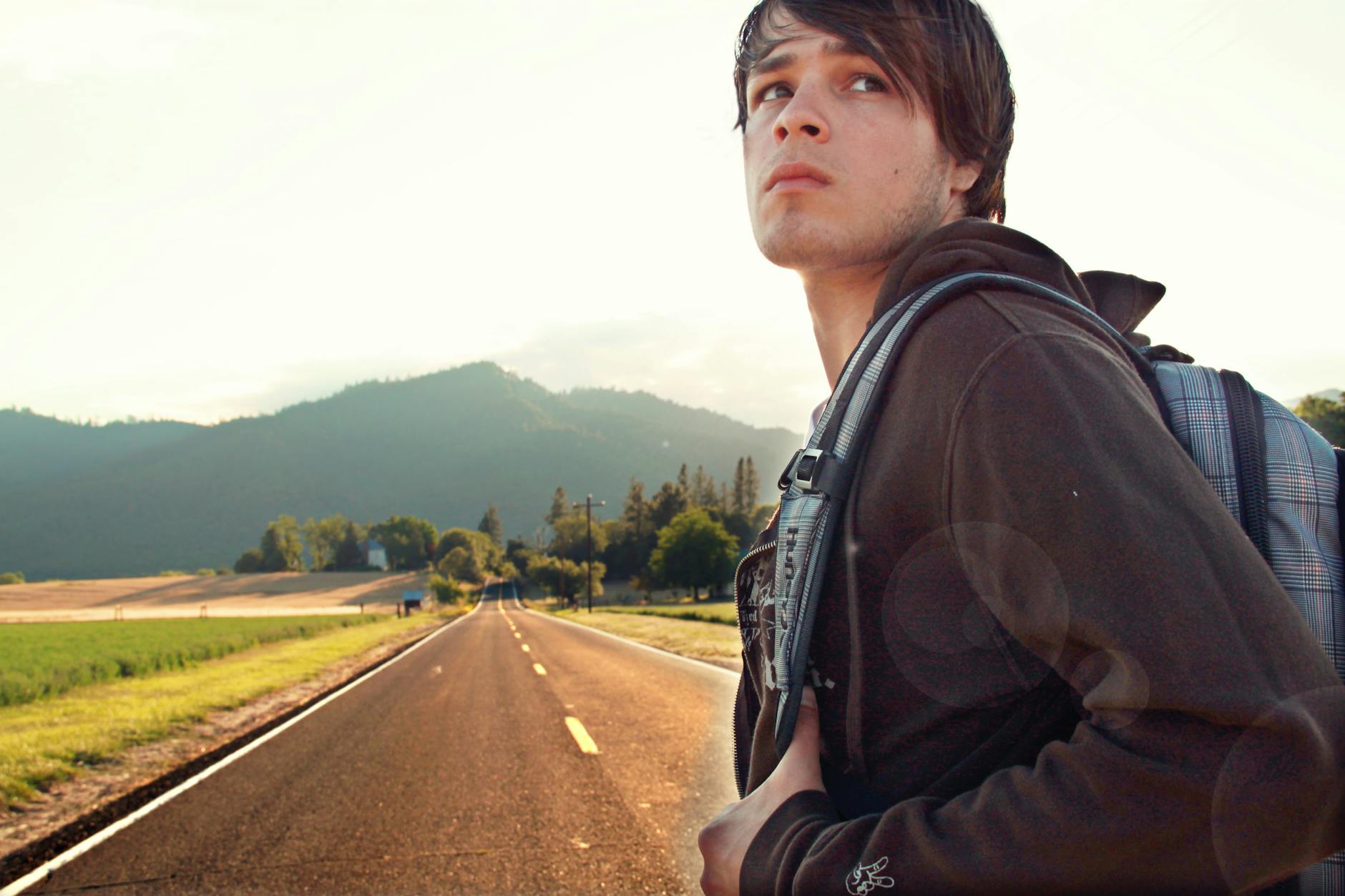 man in the middle of the road